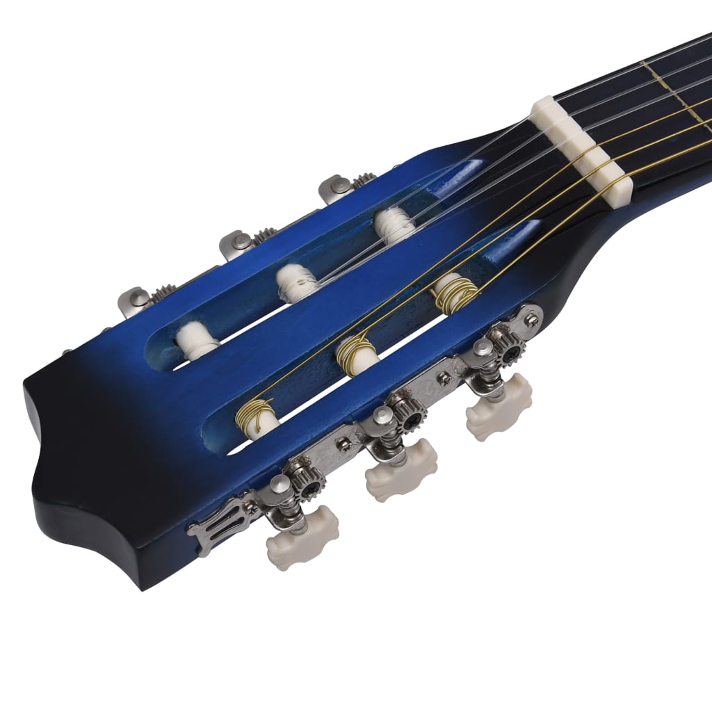 Folková klasická kytara s výřezem 6 strun modrá stínovaná 38"