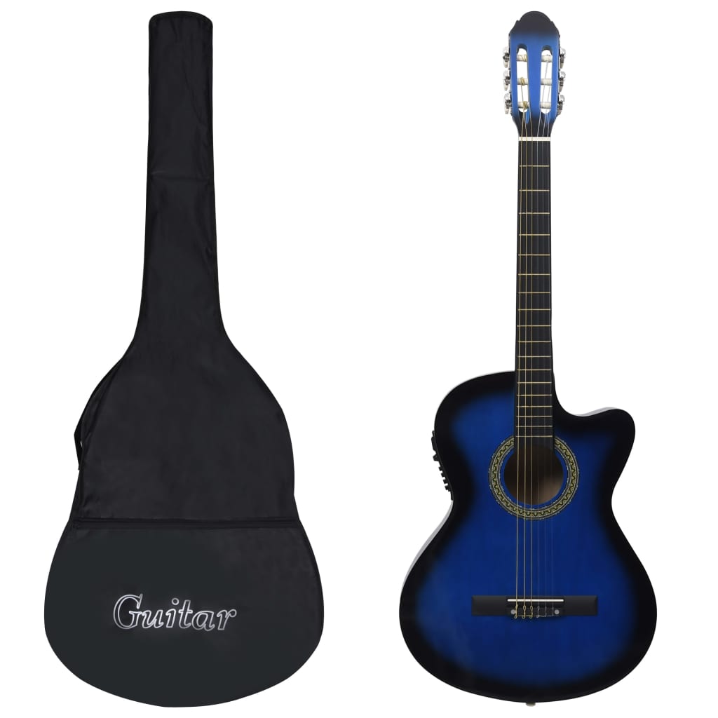 vidaXL 12-osainen Western-kitarasarja EQ:lla 6-kielinen sininen