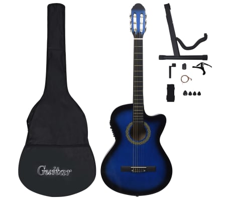vidaXL Ακουστική Κιθάρα με 6 Χορδές/Ισοσταθμιστής Σετ 12 τεμ. Μπλε