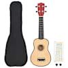 vidaXL sopran ukulele komplekt kotiga lastele naturaalne 21