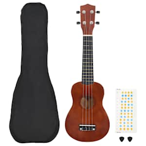 Set sopránové ukulele s obalem pro děti tmavé dřevo 23" - obrázek 1