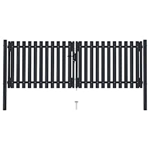 Dvokrilna ograja z vrati iz jekla 300 x 75 cm antracitna