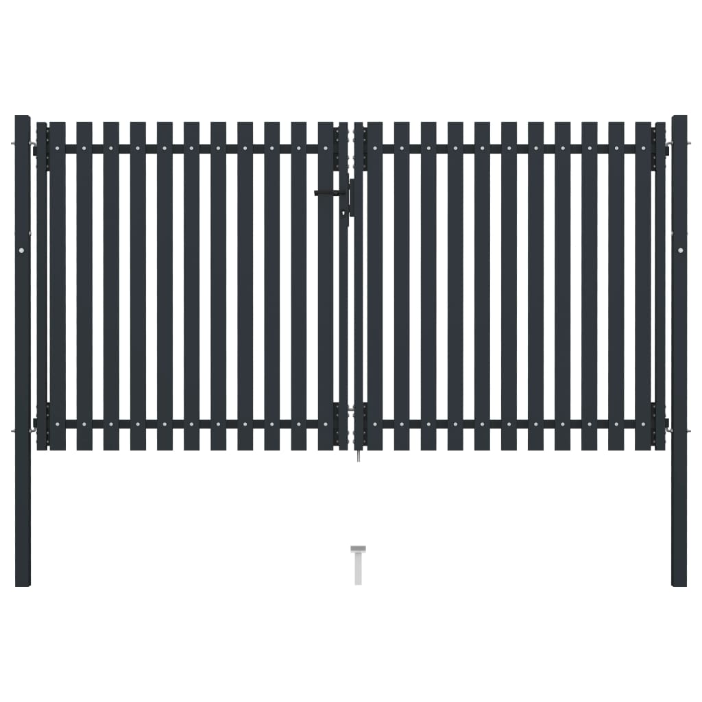 Dvoukřídlá plotová branka ocelová 306 x 220 cm antracitová