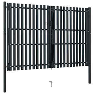 vidaXL Brama ogrodzeniowa Double Door Fence Fur Steel 300x200 cm Antracyt