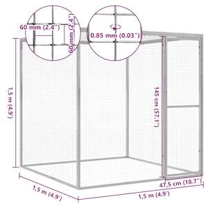 Klec pro kočky 1,5 x 1,5 x 1,5 m pozinkovaná ocel - obrázek 5
