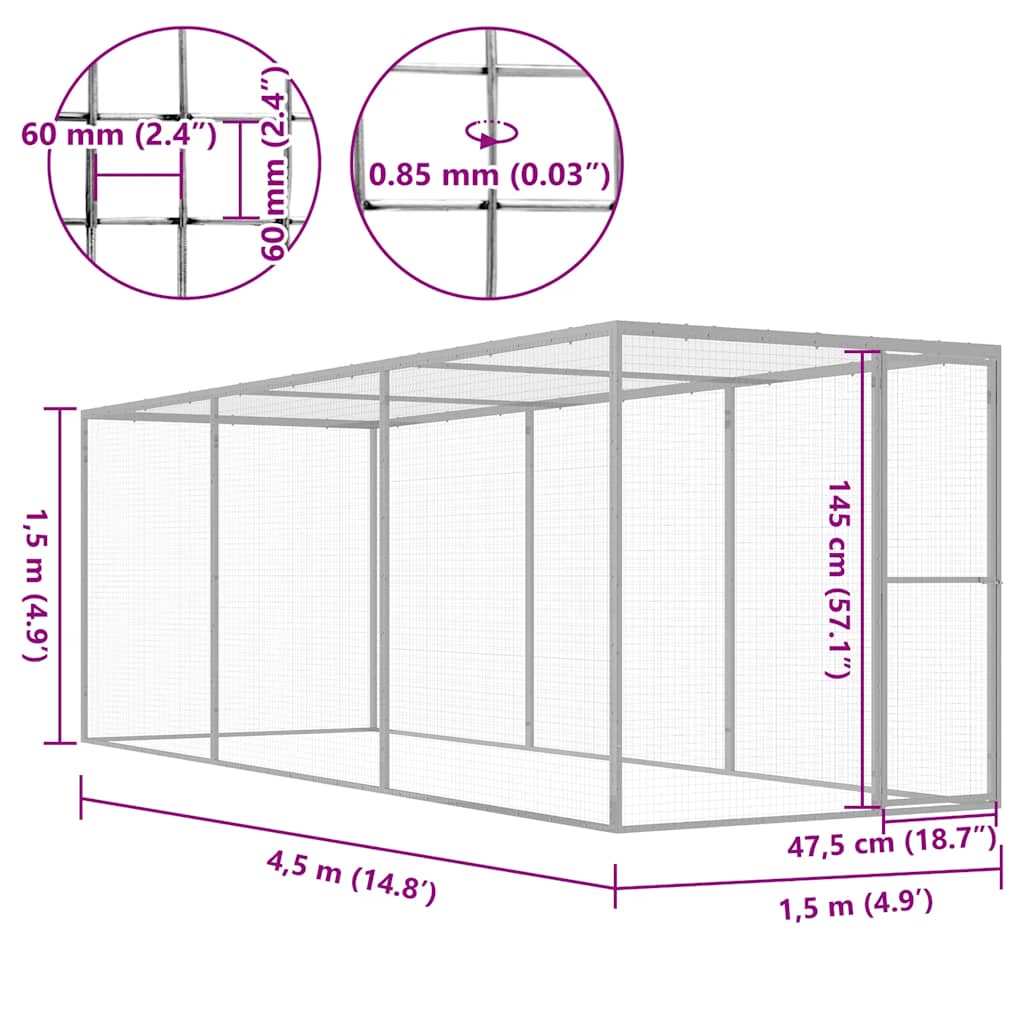 Cat Cage Lockable Pet Cat Cage Animal House Outdoor Galvanized Steel vidaXL - Produktbild 2