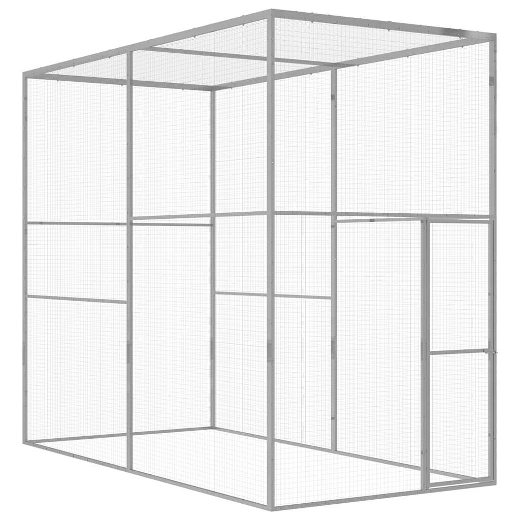 vidaXL Cușcă pentru pisici, 3 x 1,5 x 2,5 m, oțel galvanizat