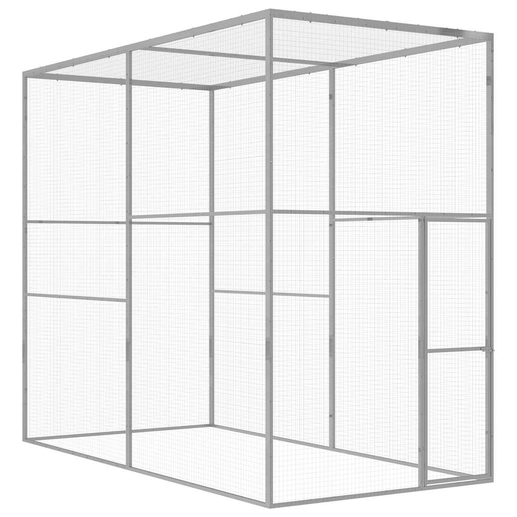 vidaXL Klec pro kočky 3 x 1,5 x 2,5 m pozinkovaná ocel