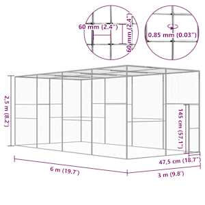 Klec pro kočky 6 x 3 x 2,5 m pozinkovaná ocel - obrázek 5