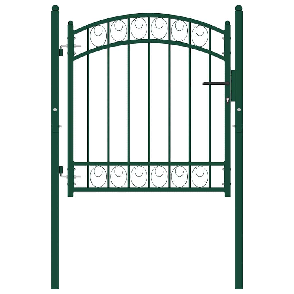 vidaXL Poort met gebogen bovenkant 100x100 cm staal groen