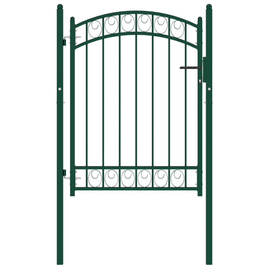Puerta de jardín con arco superior acero verde 100