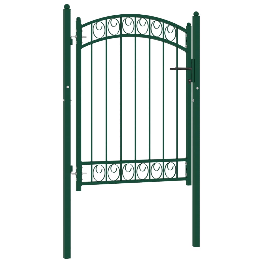 vidaXL Fence Gate with Arched Top Steel 100x125 cm Green