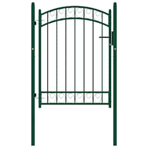 vidaXL Portail de cl&ocirc;ture EMMEN avec partie sup&eacute;rieure cintr&eacute;e en acier 100&nbsp;x&nbsp;98,5&nbsp;cm vert