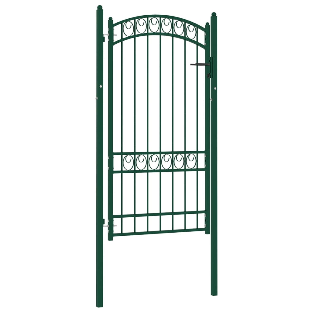 vidaXL ívelt tetejű zöld acél kerítéskapu 100 x 175 cm