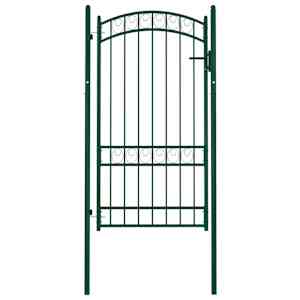 vidaXL Vrata za ogradu s lučnim vrhom čelična 100 x 175 cm zelena