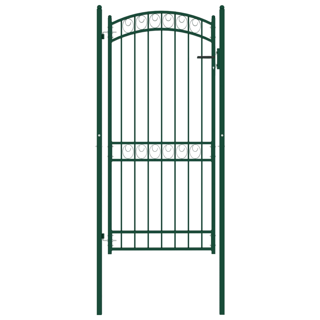 Puerta de jardín con arco superior acero verde 100