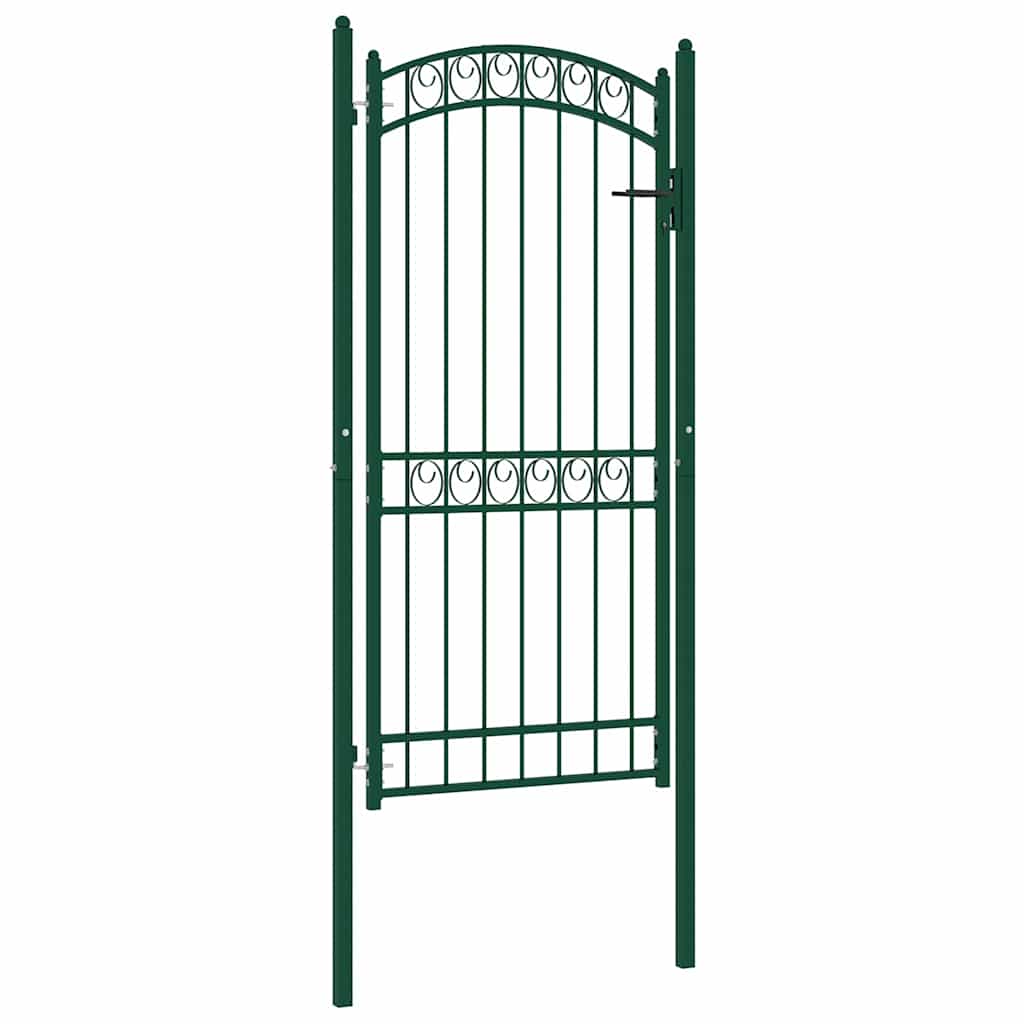 vidaXL Zahradní branka s obloukem ocelová 102 x 136 cm zelená