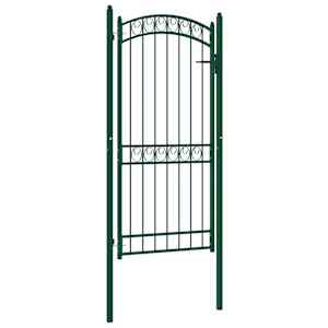 Vrata za ograjo zaobljena jeklo 102x136 cm zelena