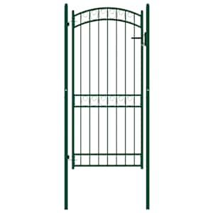vidaXL Port&atilde;o para cerca com topo arqueado 102x136 cm a&ccedil;o verde