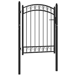 Ograjna vrata Emmen z obokanim vrhom jeklo 100x98,5 cm črna