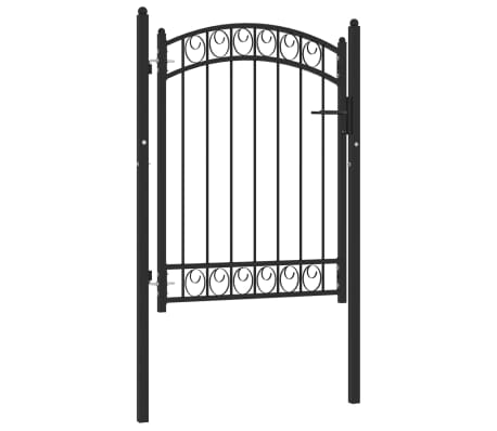 vidaXL Fence Gate with Arched Top Steel 100x125 cm Black