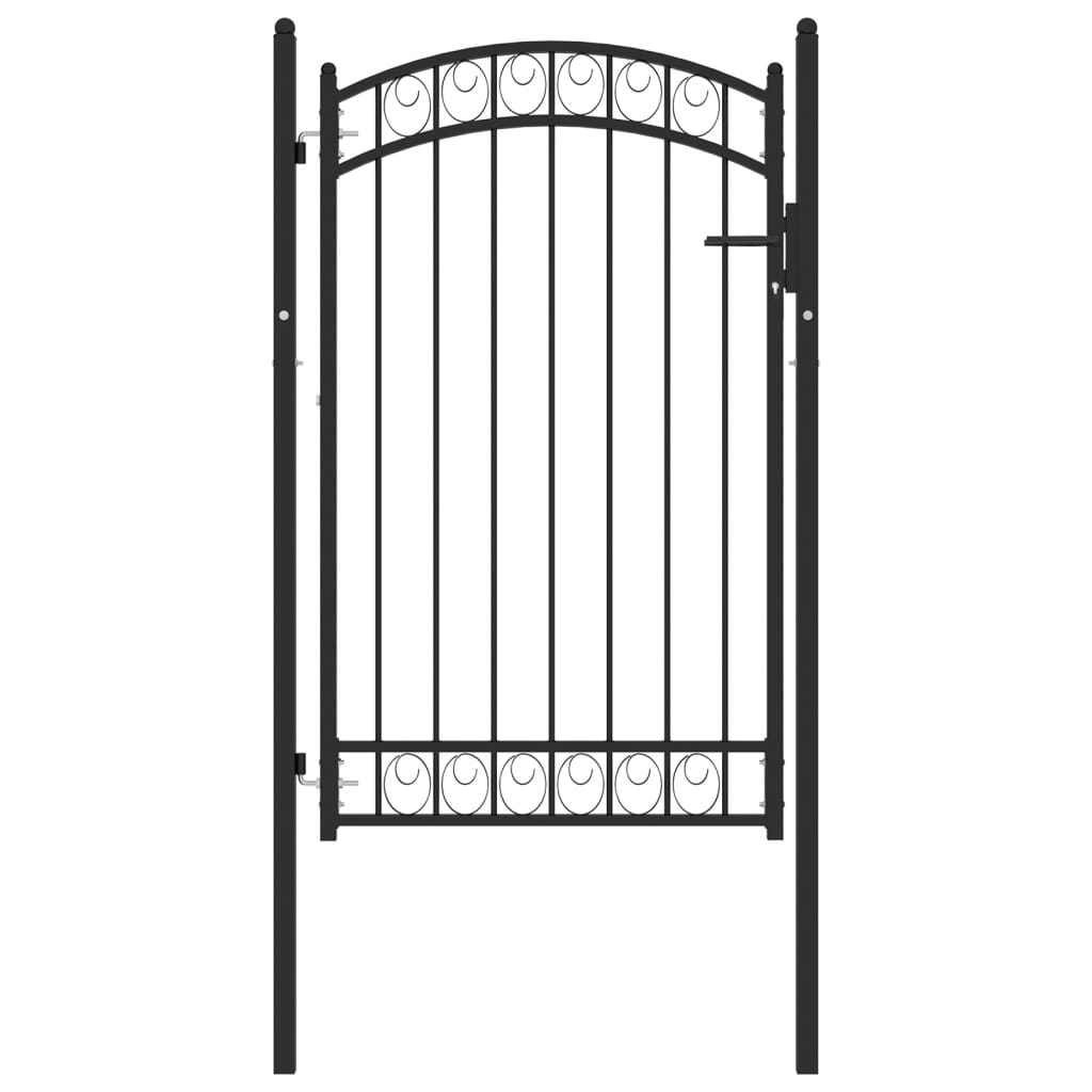 Puerta de jardín con arco superior acero negro 100
