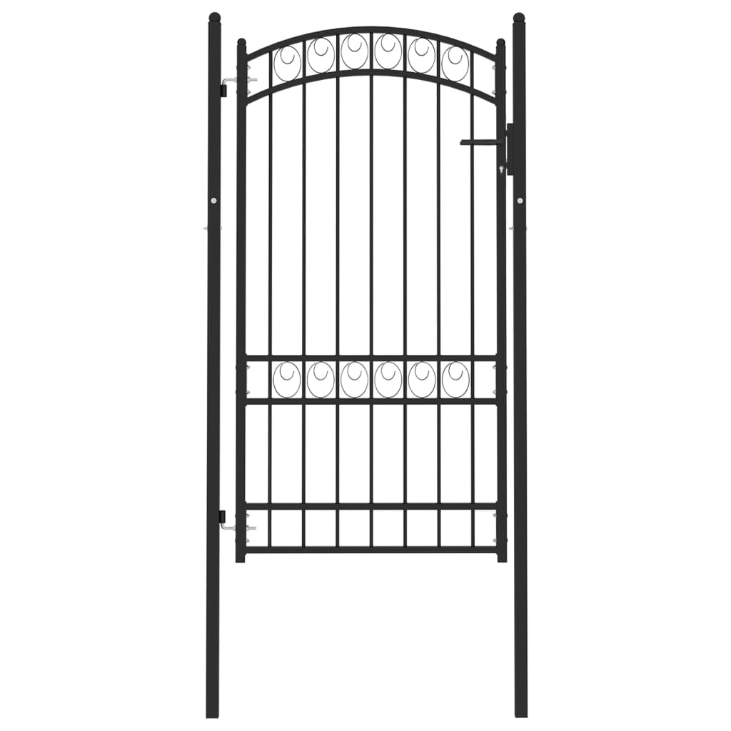 vidaXL Poartă de gard cu arcadă, negru, 100×175 cm, oțel vidaXL