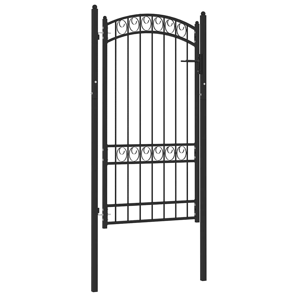 vidaXL Puerta de valla Emmen con arco superior de acero, 100 x 123,5 cm, negro