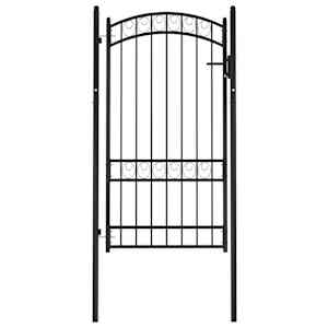 vidaXL Portail de cl&ocirc;ture EMMEN avec partie sup&eacute;rieure cintr&eacute;e, acier 100&nbsp;x&nbsp;123,5&nbsp;cm, noir