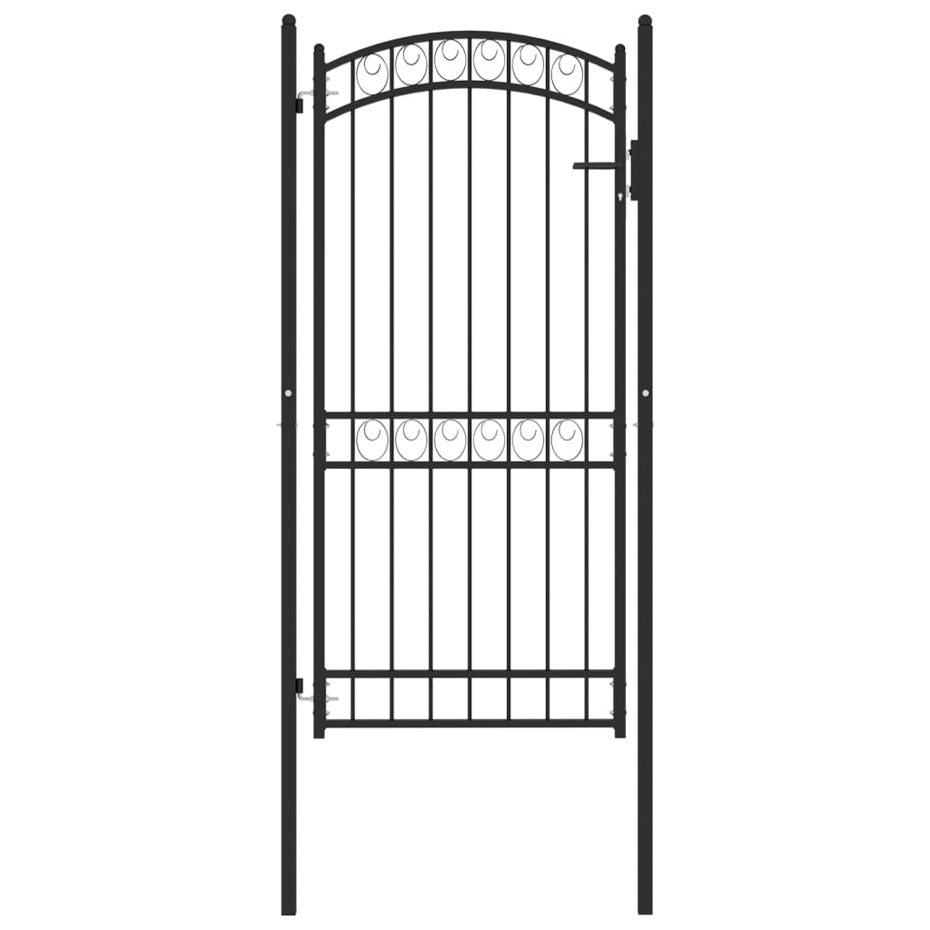 vidaXL Poartă de gard cu arcadă, negru, 100×200 cm, oțel vidaXL