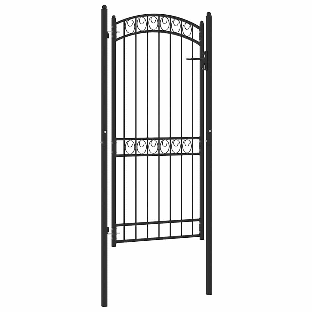 vidaXL Zahradní branka s obloukem ocelová 100 x 200 cm černá