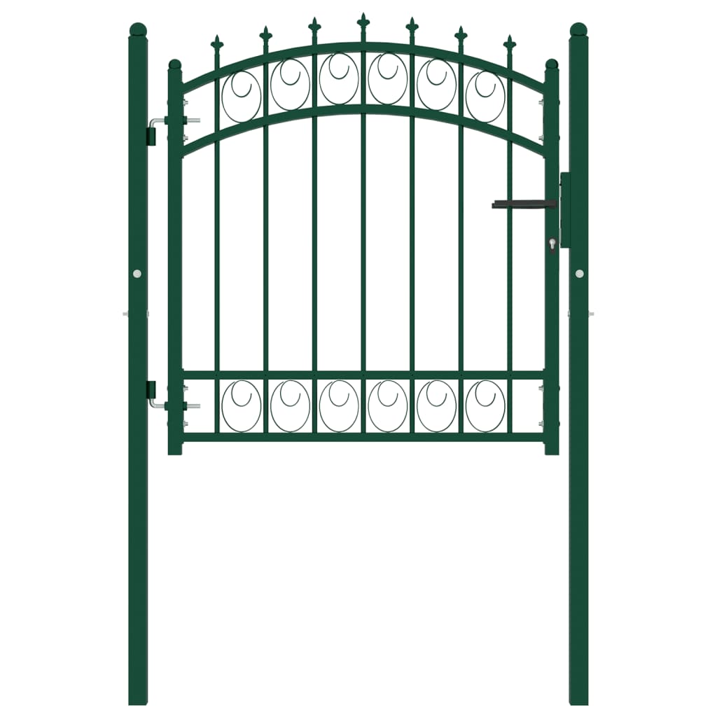 Puerta de valla con picos acero verde 100x100 cm