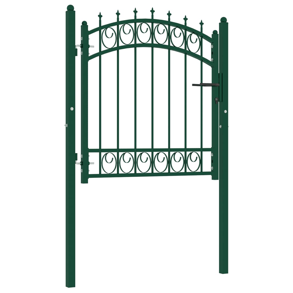 vidaXL Fence Gate with Spikes Steel 100x100 cm Green