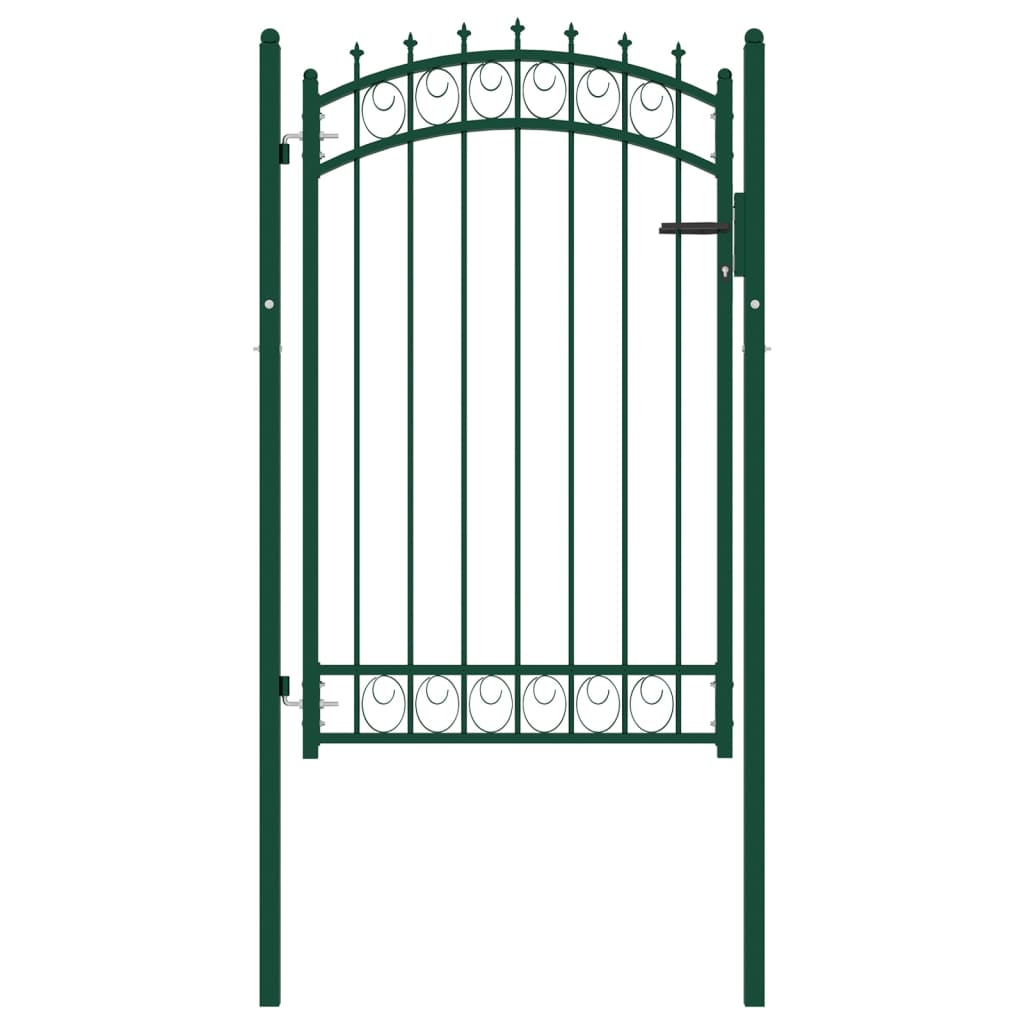 Puerta de valla con picos acero verde 100x150 cm
