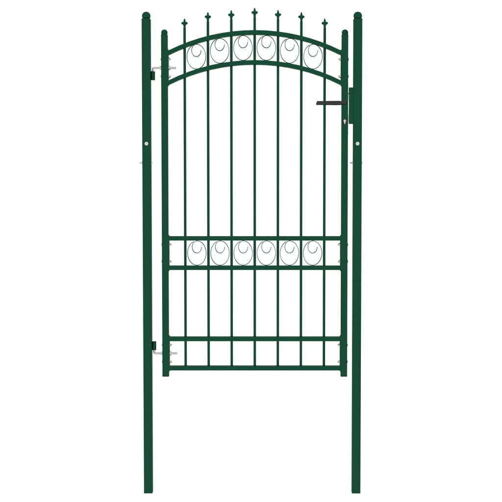 Puerta de valla con picos acero verde 100x175 cm