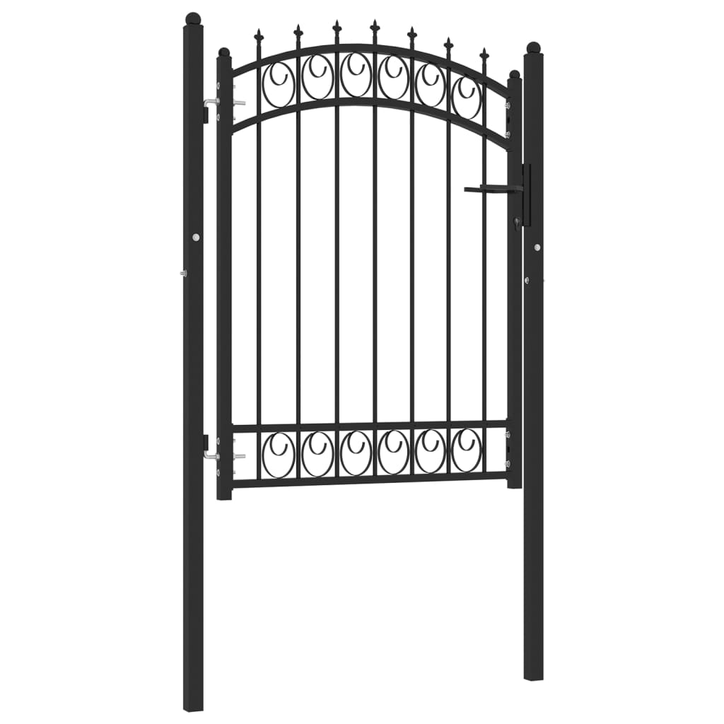 vidaXL Fence Gate with Spikes Steel 100x125 cm Black
