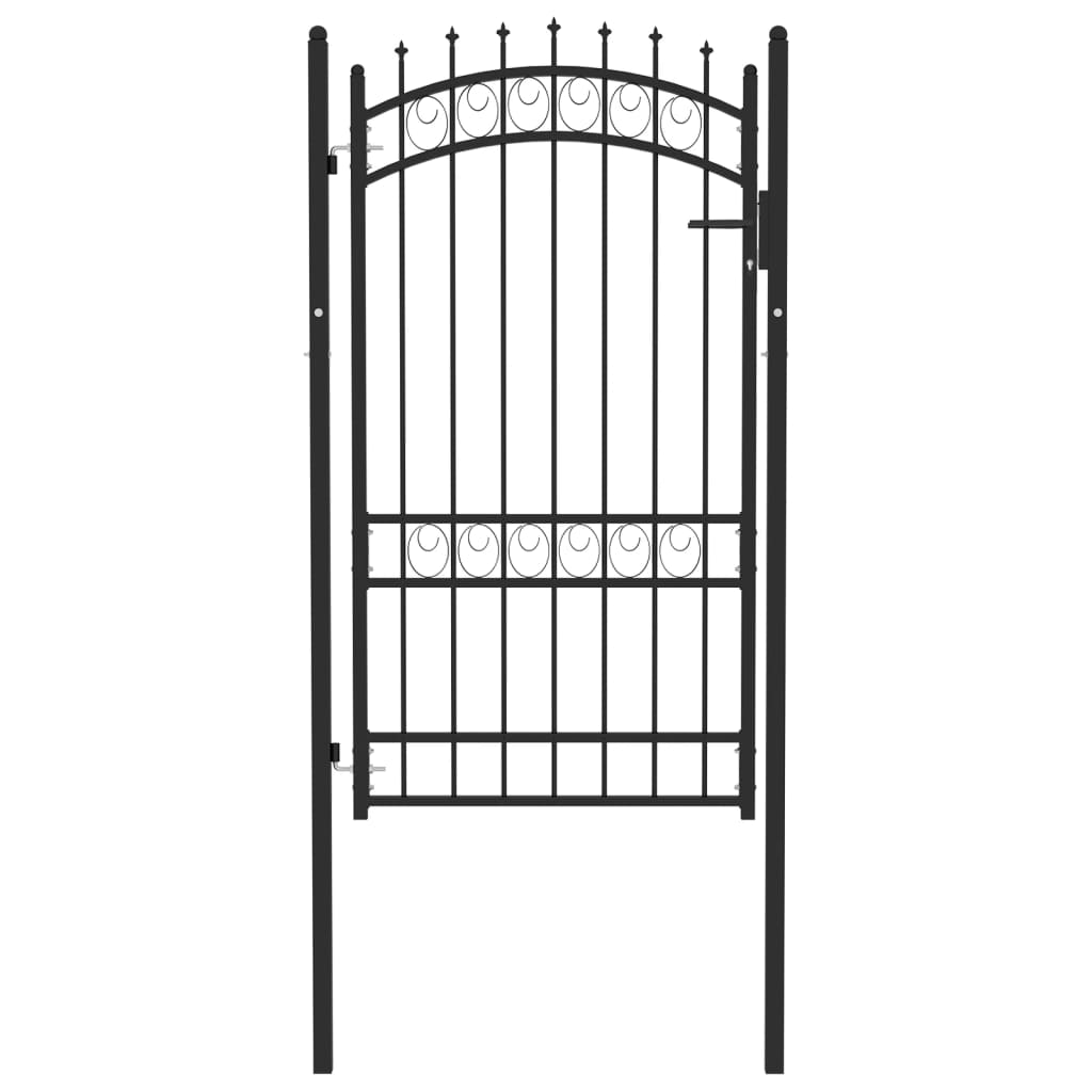 Puerta de valla con picos acero negro 100x175 cm