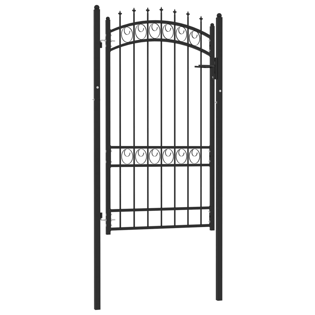 vidaXL Puerta de valla con picos acero negro 100x175 cm