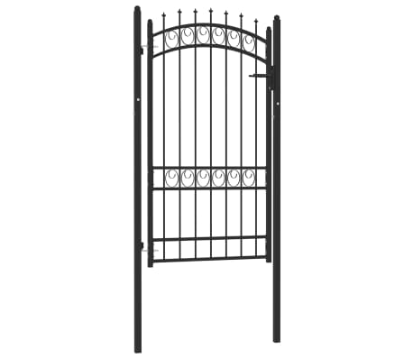 vidaXL Puerta de valla con picos acero negro 100x175 cm