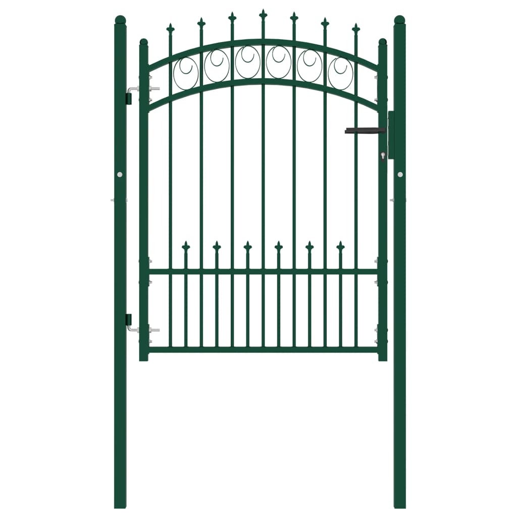 Puerta de valla con picos acero verde 100x125 cm