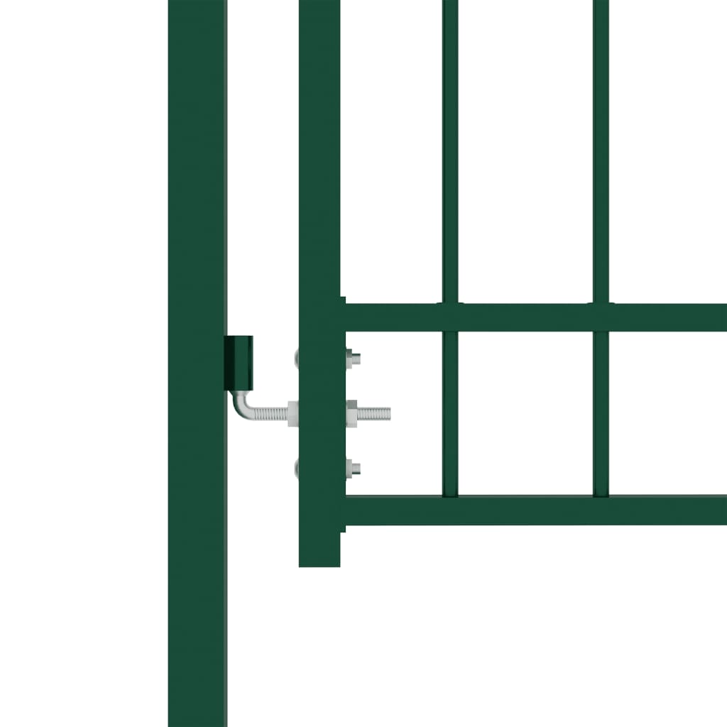Poartă de gard cu țepușe, verde, 100x125 cm, oțel