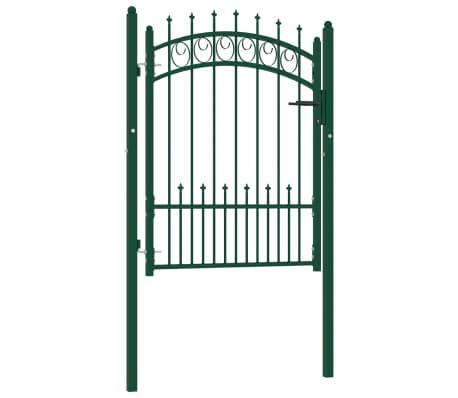 vidaXL Оградна врата с шипове, стомана, 100x125 см, зелена