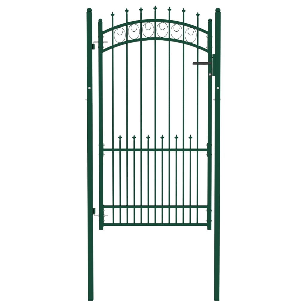 Puerta de valla con picos acero verde 100x175 cm
