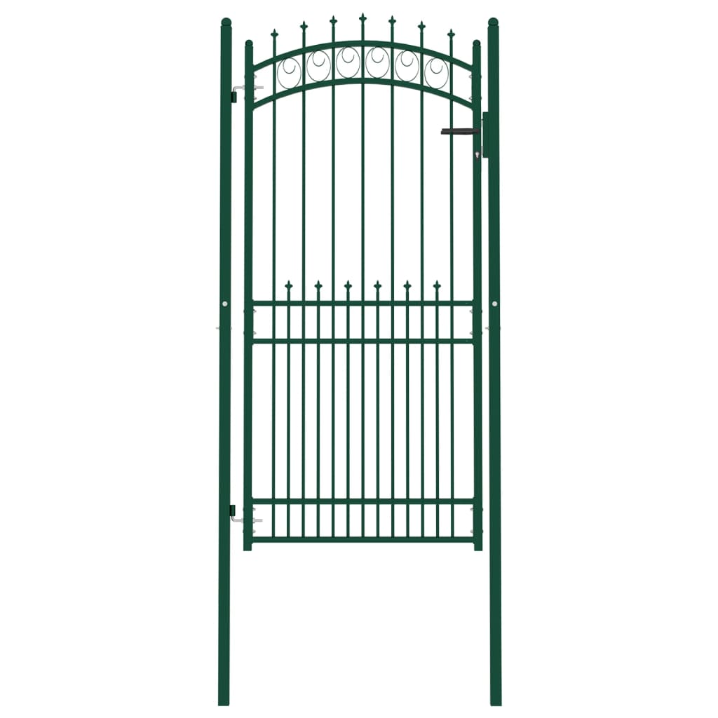 vidaXL Poartă de gard cu țepușe, verde, 100×200 cm, oțel vidaXL