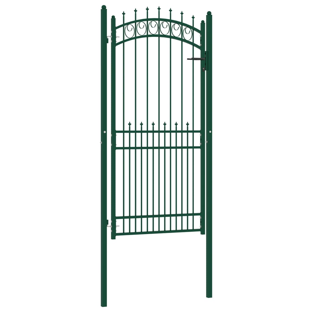 vidaXL Puerta de valla con picos acero verde 100x200 cm