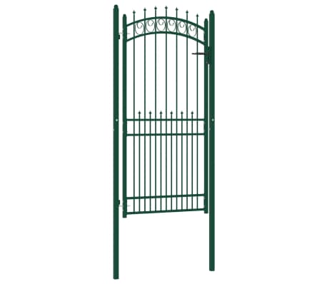 vidaXL Fence Gate with Spikes Steel 100x200 cm Green