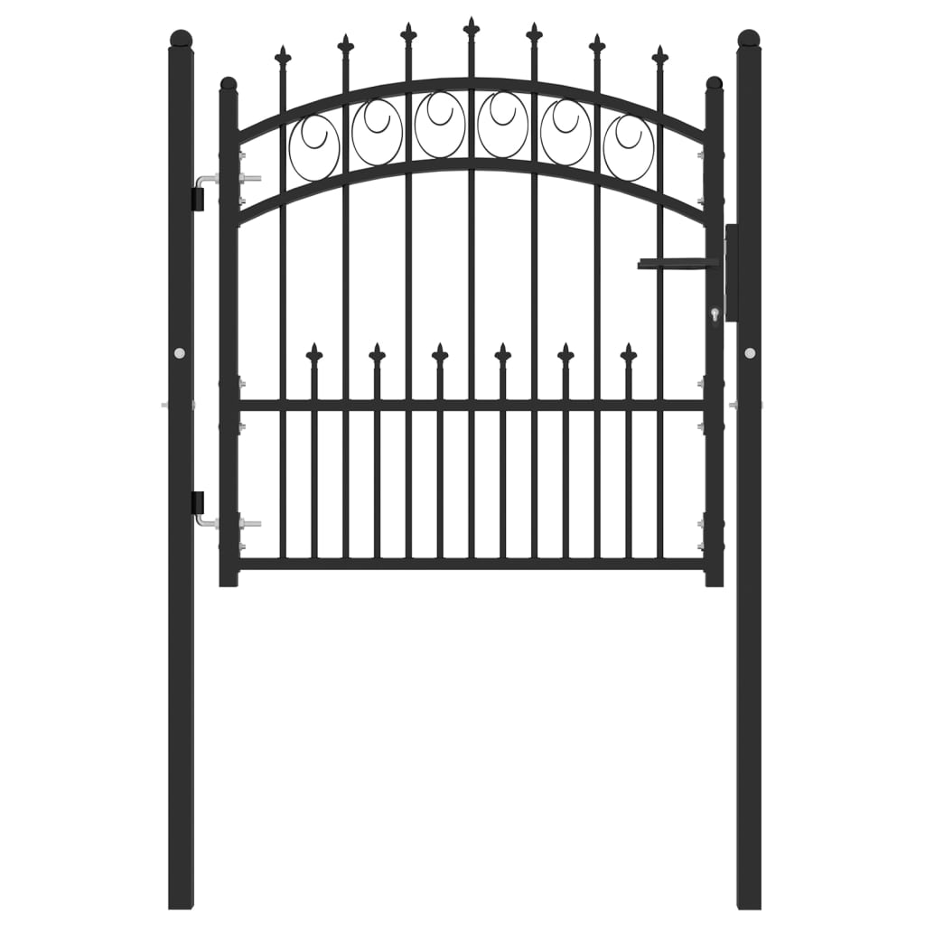 Puerta de valla con picos acero negro 100x100 cm