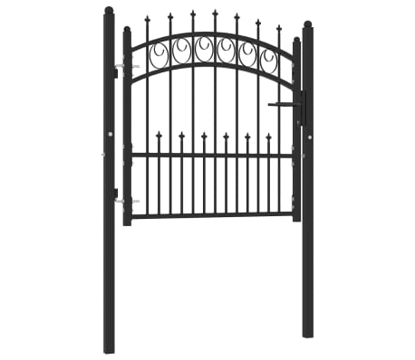 vidaXL Puerta de valla con picos acero negro 100x100 cm