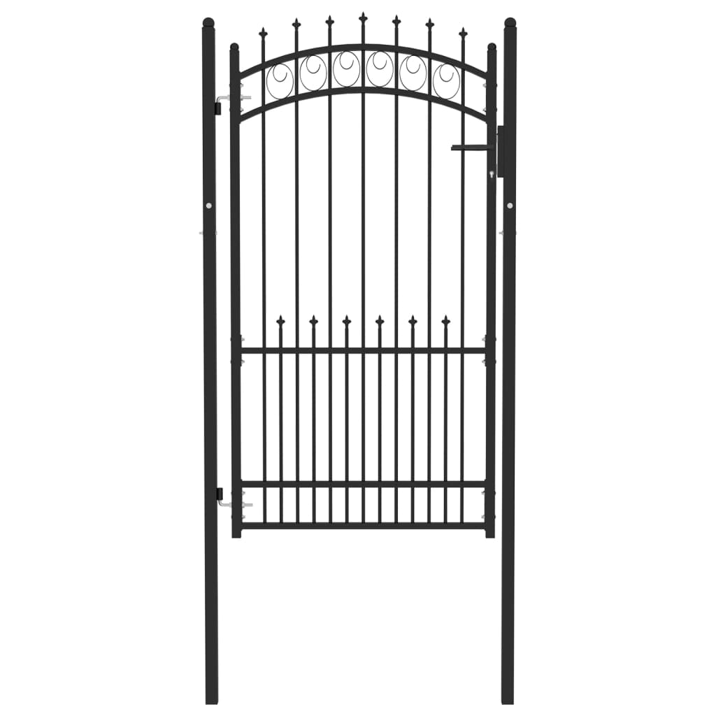 Puerta de valla con picos acero negro 100x175 cm