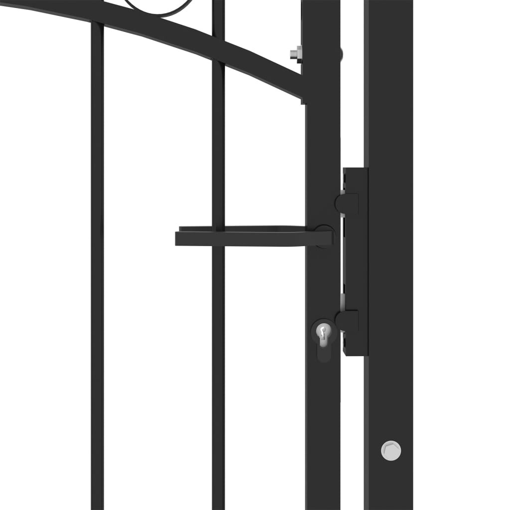 Poartă de gard cu țepușe, negru, 100x175 cm, oțel